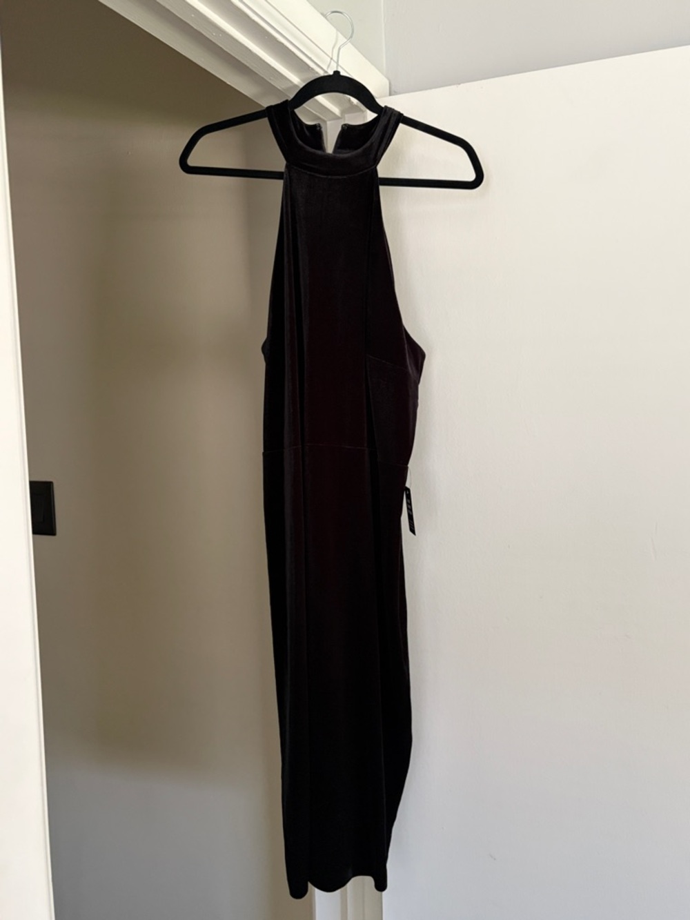 NWT Express Black Velvet High-Neck Midi Dress size large